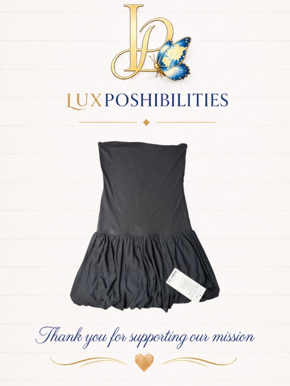 Lululemon NWT 2-in-1 Bubble-Hem Mini Dress Black Size M Strapless